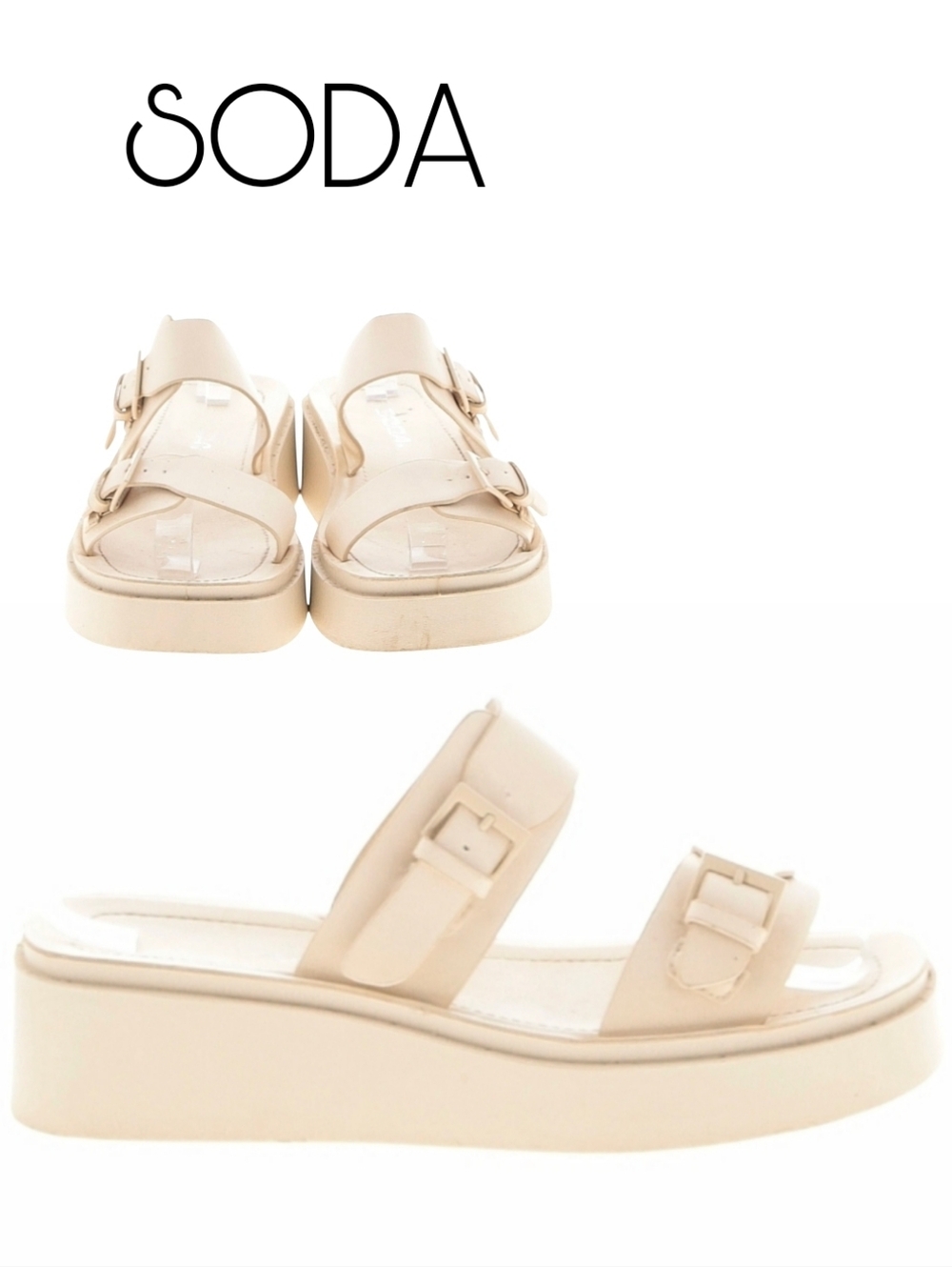 SODA PLATFORM SANDALS. IVORY 8 - Picture 1 of 4